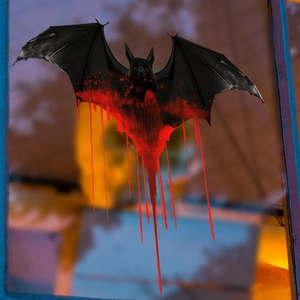 Halloween bloody bat window sticker with red dripping blood effect for spooky home decor