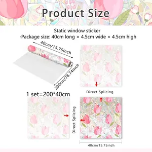 Tabella taglie per pellicola statica tulipani 40x200cm con istruzioni di posa