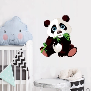 Adesivo murale panda che mangia bambù, decorazione creativa per la camera dei bambini