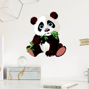 Adesivo murale panda carino con bambù per decorazione creativa cameretta per bambini