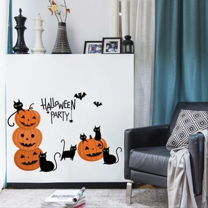 Halloween pumpkin and bat wall stickers for home living room furniture decor