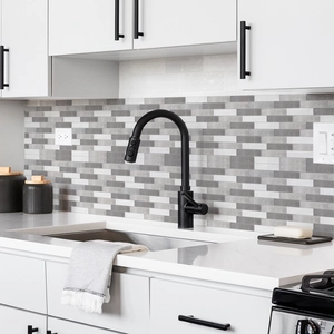 Modern gray and white subway tile wall stickers for kitchen backsplash decor