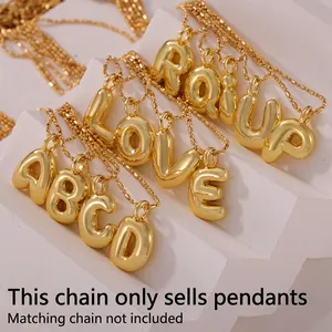 Golden 3D bubble initial letter pendant necklace jewelry for women made of stainless steel
