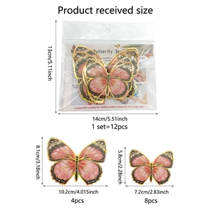 Lot de 12 stickers muraux papillons 3D rose et or en tailles variées avec emballage inclus