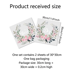 Wandtattoos für die Waschküche mit Blumenkranz und Wash & Dry Schriftzug