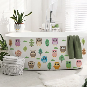 Cartoon Eule Und Baum Wandaufkleber Für Badezimmer Badewanne PVC Wasserdicht Tier Wald Aufkleber Kinderzimmer Home Dekor