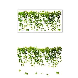 Stickers muraux feuilles vertes guide des tailles planche 30x60cm et rendu 29x58cm