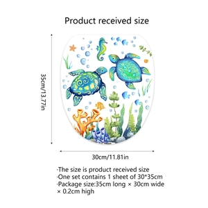 Macro view of ocean life wall decal showing sea turtle and coral dimensions of 30x35cm
