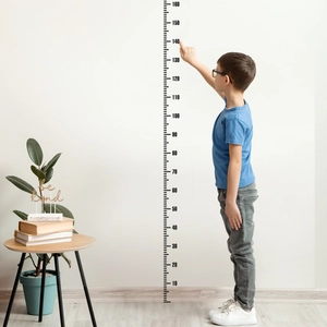 Minimalist black and white height growth chart sticker for children from 10cm to 160cm