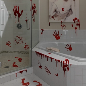 Halloween bloody handprint and footprint decals for realistic home wall bathroom decor