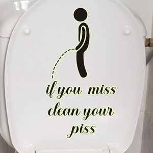 Adesivo luminoso per WC con omino e testo divertente per decorazione bagno moderno