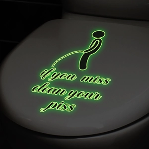 Adesivo per WC fluorescente con omino divertente ed effetto luminoso nel buio