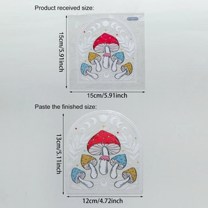 Comparaison détaillée des dimensions pour autocollants champignons reçus et finis