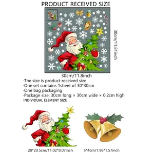 Christmas Santa and snowflake double-sided window stickers with product size specifications
