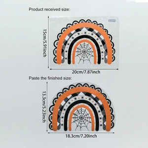 Comparaison détaillée des tailles du sticker d'Halloween arc-en-ciel avec fantômes