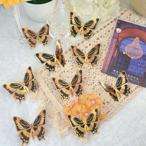 Set of 12 gold-edged 3D butterfly wall stickers for wedding and birthday party decoration