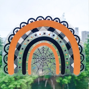Sticker de fenêtre attrape-soleil arc-en-ciel avec toile d'araignée pour Halloween