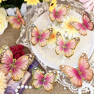 3D pink and gold butterfly wall stickers in various sizes for elegant home decor