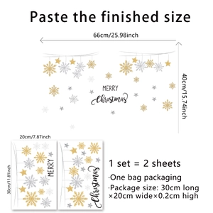 Stickers de fenêtre de Noël flocon de neige avec dimensions et guide d'installation