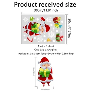 Size chart for Christmas Santa wall sticker with dimensions in centimeters and inches