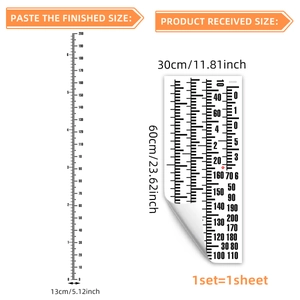 Detail of minimalist height growth chart with dual cm and inch scale for kids