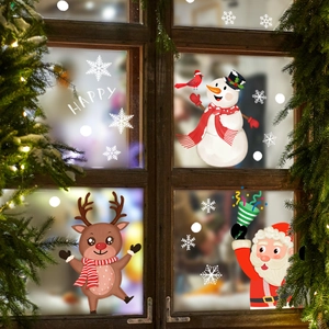 Adesivi elettrostatici natalizi con Babbo Natale e renne per vetri e finestre