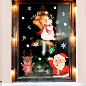 Dettagli adesivi natalizi per finestre con Babbo Natale, pupazzo di neve e renne