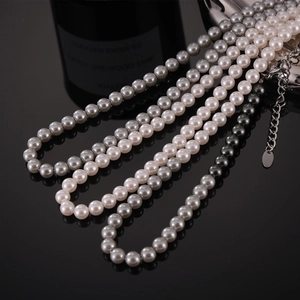 Élégant Collier de Künstliche Perles d'Imitation Femme Fermoir en Acier Titane Mode Minimaliste Ras du Cou à Billes Bijoux Pour Quotidien