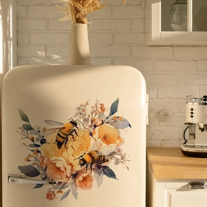 Adesivo Murale Ape Fiore Nido D'ape Decalcomania Sedile WC PVC Autoadesivo Impermeabile Arte Natura Frigorifero Decorazione Casa