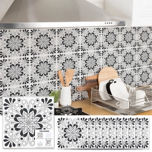 Retro Mandala PVC Wall Tile Stickers Waterproof Oilproof Self Adhesive Kitchen Bathroom Decorative Home Decor Decals
