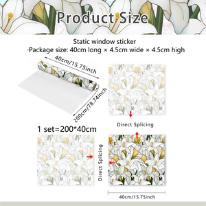 Tableau des tailles détaillé pour film statique décoratif 200x40cm motif lys pour vitres