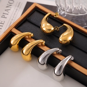 Teardrop-Ohrringe Titanstahl Hochglanzpoliert Chunky Minimalistischer Modeschmuck Für Damen Elegant Wassertropfen