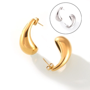 Minimalistische Tropfenohrstecker aus poliertem Edelstahl in Gold und Silber Optik