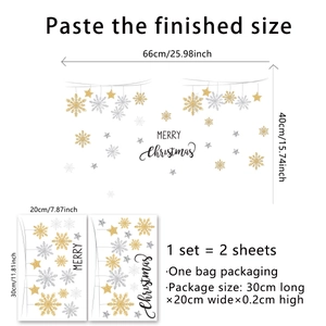 Stickers muraux de Noël double face avec flocons de neige et étoiles pour décoration