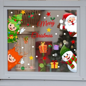 Detailed Christmas window stickers with Santa, snowman and Merry Christmas text