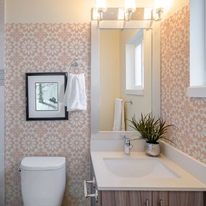 French style vintage floral wall tiles in orange and white for balcony and kitchen decor