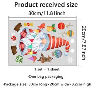 Christmas gnome and reindeer wall stickers set with sheet dimensions 30x20cm