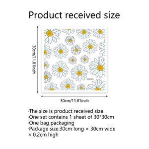 Double-sided daisy window stickers with blue floral print measuring 30x30cm for home decor