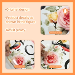 Détails de stickers muraux WC floraux étanches avec roses roses et oiseaux