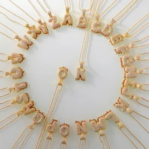 Pendentifs lettres bulles dorés avec zircone cubique pour colliers de luxe
