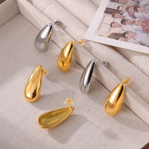 Minimalist Water Drop Stud Earrings For Women Titanium Steel Mirror Polished Teardrop Shape French Style Jewelry