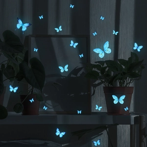 Blue Luminous Butterfly Wall Sticker Glow In The Dark PVC Decorative Decal For Kids Room Bedroom Bathroom Home Decor