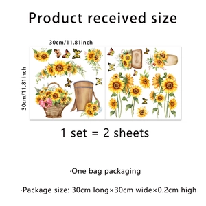 Set di adesivi per finestre girasole bifacciali con dimensioni di 30x30cm per foglio