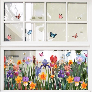 Blumen und Schmetterling Fensterbilder mit Gartenmotiv auf Glasoberflächen dekor