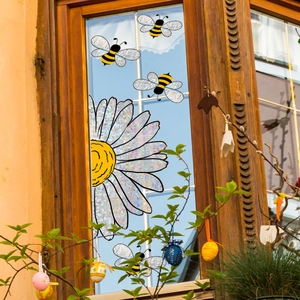 Rainbow prism window stickers with daisy and bees for decorative glass suncatcher effects