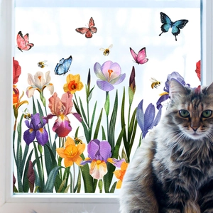 Bunte Schmetterling und Blumen Fensteraufkleber für die Heiminneneinrichtung Wanddeko