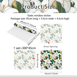 Static lily window sticker sized 300x45cm with seamless splicing for glass decor