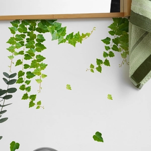 Self-adhesive green ivy hanging plant wall sticker for bathroom and home decoration
