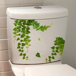 Hanging ivy green plant wall stickers for bathroom toilet decor with natural leaf design
