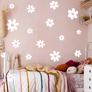 Daisy Flower Heart Wall Stickers PVC Self Adhesive Decals Hand Painted Floral For Bedroom Nursery Home Decor Aesthetic